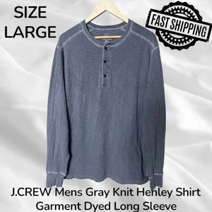 J.CREW Mens Gray Knit Henley Shirt Large Garment Dyed Long Sleeve FAST SHIPPING - Picture 1 of 4