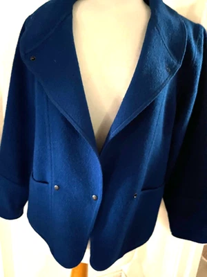 Jaqueta de lã Mondi 36 azul royal sem forro peito duplo ou gola alta fechada - Imagem 1 de 4