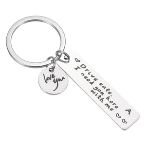 Drive Safe Love You Letter A Keychain I Need You Here with Me, Silver - Picture 1 of 6