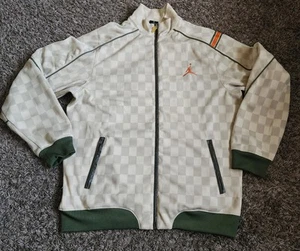 Jordan Cream/Beige Checkered Rare Jordan Zip Up Track Jacket Men's L - Picture 1 of 9