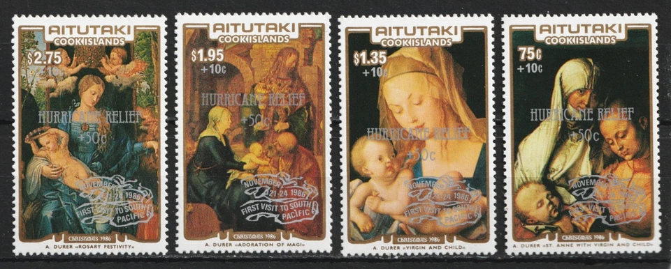 Aitutaki Cook Islands 1986 Sc# B39-42 - religión, alivio de huracanes. MNH Cv$16,00 Foto 1 de 1