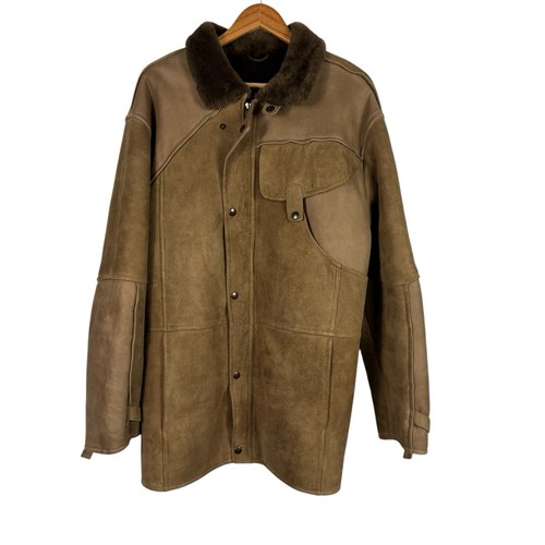 Giacca cappotto aviatore vintage PRADA Milano pelliccia di pecora shearling marrone taglia 52