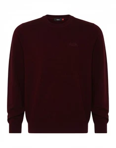SUPERDRY Mens Crew Neck Jumper Sweater Medium Burgundy Cotton BP16 - Picture 1 of 5