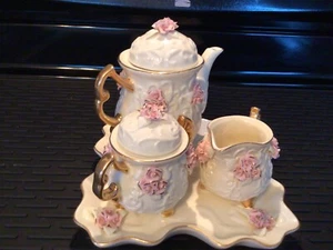 Cracker Barrel Ivory Porcelain Tea Set - Picture 1 of 8