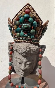 Antique -old, Tibetan Buddhist  Perak hat  with Turquoises Ladakh, 1930-1940s - Picture 1 of 21