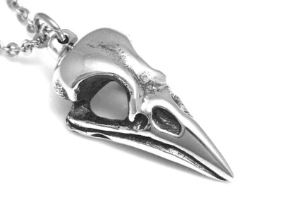 Magpie Skull Necklace, Handmade Bird Jewelry in Pewter - Image 1 of 4