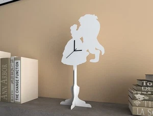 Die Schöne und das Biest weiß - Silhouette Tischuhr - Bild 1 von 7