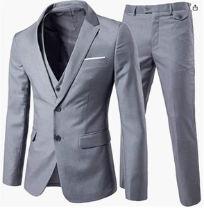 Traje de Hombre Cloudstyle Calce Ajustado Gris 3 Piezas XS 36R 30W Muesca Solapa 2 Botones - Imagen 1 de 4