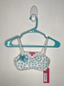 Isabella & Chole Bikini Top Girls Size 10 Polka Dot White Blue Beach Pool - Picture 1 of 5