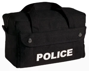Kleine schwarze Canvas POLIZEI Logo Ausrüstungstasche - Bild 1 von 1
