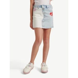 Justice Girls Care Bears Color Block Denim Skort, White/Blue, Size 10 - Picture 1 of 3
