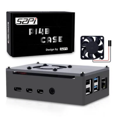 Raspberry Pi 4 Aluminum Case with Passive CoolingRaspberry Pi 4 Case with 40m... - Image 1 of 4