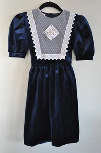 Vintage Girls Dress Cuddle Teen Size 12 Blue Velvet Made in USA - Picture 1 of 9