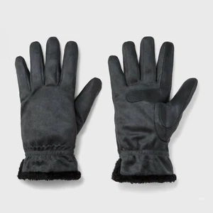 Isotoner smartDRI Women's Microsuede Gloves with Faux Fur - Charcoal/Black S/M - Picture 1 of 1
