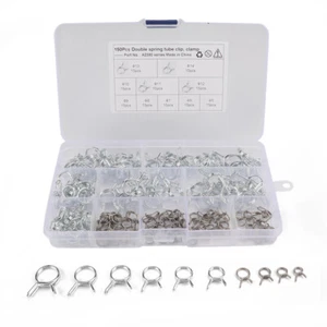 150x assortimento clip tubo clip morsetto molla doppio filo auto moto linea carburante tubo - Foto 1 di 11