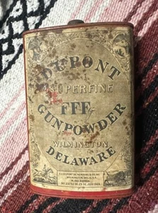 Vintage 1924 Dupont Superfine FFFg Gunpowder Tin - Picture 1 of 3