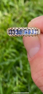 9ct gold sapphire and diamond ring 375 - Picture 1 of 5