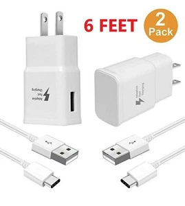 2-Set Fast USB Wall Charger & 6FT Type-C Cable Samsung Galaxy A10E A20 A30 A50 - Picture 1 of 2
