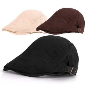 100% Cotton Solid Men's Ivy Hat Flat Cap Newsboy Gatsby Golf Driving Cabbie USA - Picture 1 of 15