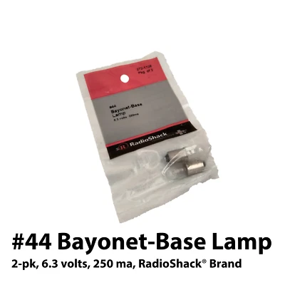 2-pk #44 Bayonet-Base Lamp, 6.3 volts, 250 ma, RadioShack® Brand 272-1108 - Image 1 of 4