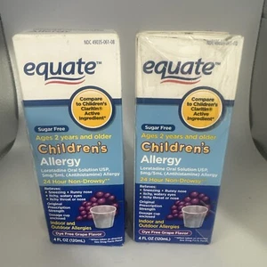 New 2 Pack Of Equate Children's Allergy Oral Solution, Grape, 4 fl OZ.. - Picture 1 of 7