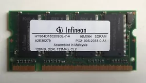 128MB DDR-266 (PC-2100) HYS64D16020GDL-7-A Infineon Laptop Memory - Picture 1 of 2