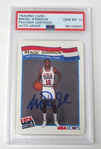 Magic Johnson DREAM TEAM HOF Signed Autograph 1992 NBA Hoops Card 54 PSA 10 Auto - Picture 1 of 4