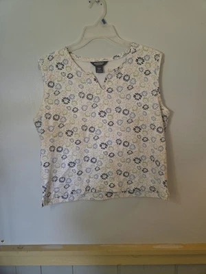 Camisa sin mangas Woolrich para mujer XL Petite sin mangas azul floral informal Foto 1 de 4