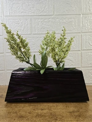 HAND CRAFTED Desk Shelf Wooden Succulent Plant Box, See Details, New - Image 1 of 4