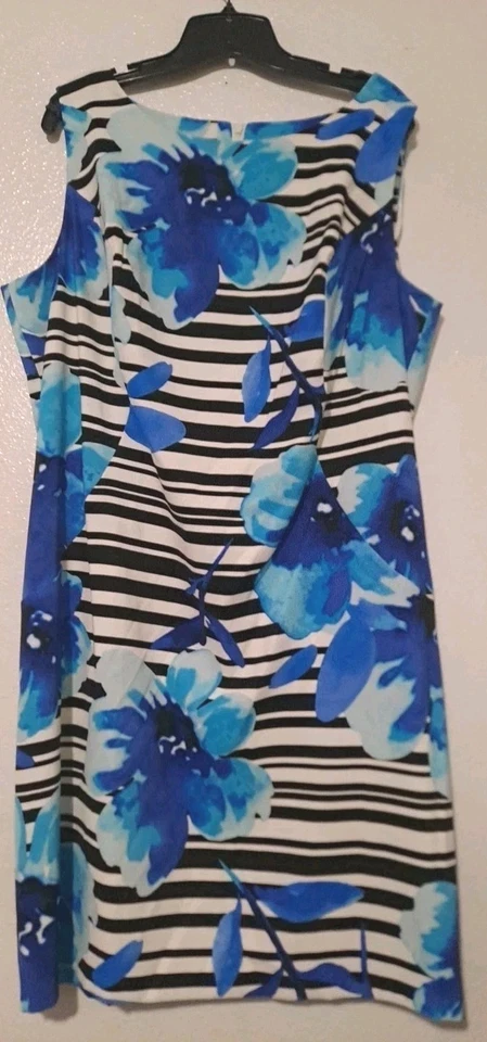 Платье миди-футляр Alyx женское размер 20 Вт разноцветное синее с цветочным узором без рукавов на молнии - Изображение 1 из 4