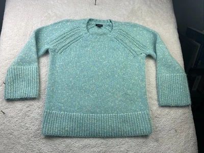 Talbots Knit Sweater Women's Size Small Round Neck Aqua/Yellow Top Cotton Blend - Image 1 of 4