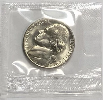 1980 D Jefferson Nickel in Mint Cello BU 5c Coin - Image 1 of 4