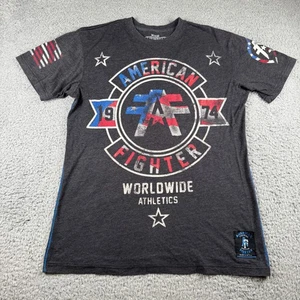 American Fighter Shirt Medium Gray Fighter Division Spell Out MMA Athleisure - Picture 1 of 6
