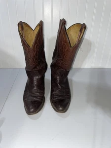MEN’s LEATHER BOOTS Brown Leather Great Western Cowboy Boots - Size 10 - Picture 1 of 6