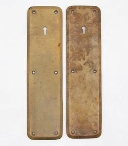 Coppia di bronzo vintage 12 pollici Piastre di spinta per porta Sargent - Foto 1 di 6