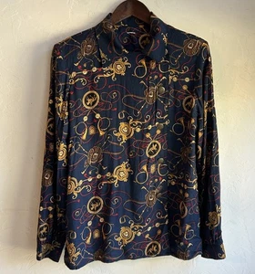 Top de Colección Ecuestre Abotonado M L Brida Caballo Dinero Antiguo Preppy Heritage - Imagen 1 de 8