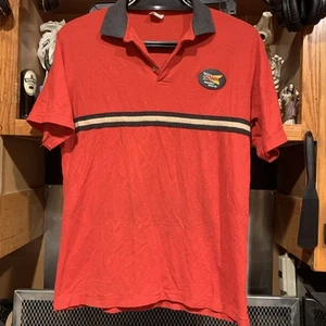 Sonic America’s Drive-In Fast Food Red Employee Polo 1/4 Button Shirt Mens Med - Picture 1 of 14