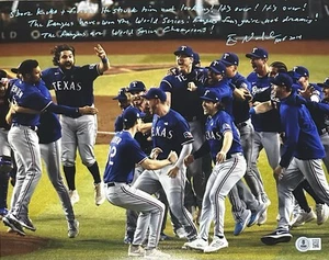 Texas Rangers Eric Nadel Signed 2023 World Series 11x14 Photo With The Call BAS - Picture 1 of 1