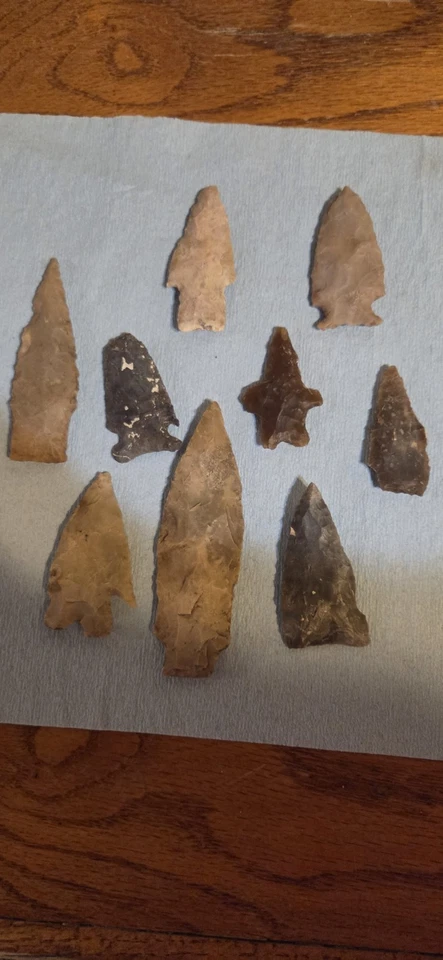 Artefactos nativos americanos encontrados en Buda Texas Un taladro y ocho puntas de lanza Foto 1 de 1