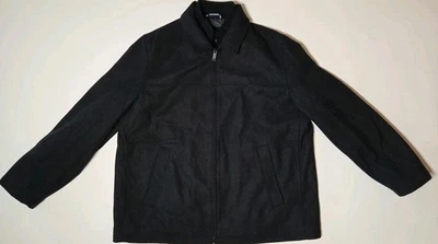 Dockers Jacket Mens XXL Black Wool Blend Double Zip Up Pockets Comfort Lined  - Image 1 of 4