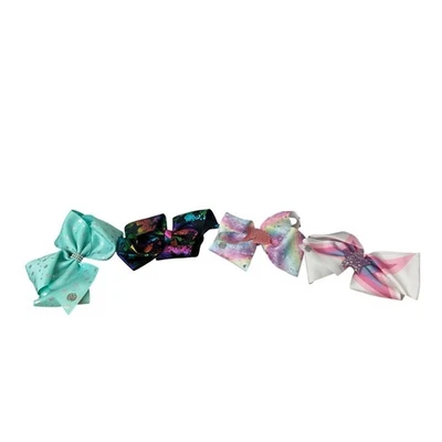 Juego de lazos para el cabello Jojo Siwa Jumbo (4) estrella brillo arco iris tie dye estampado de salpicaduras Foto 1 de 4