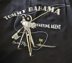 Tommy Bahama shirt 2XL men black 100 % silk embroidered button up short sleeve - Picture 1 of 7