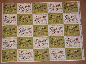 FOGLIO COMPLETO 100 1966 AMERICAN LUNG ASSOCIATION SIGILLI DI NATALE, UCCELLINI - Foto 1 di 3