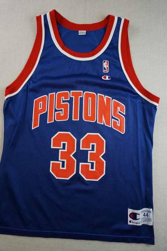 Vintage Champion Men’s Size 44 L Detroit Pistons Grant Hill #33 Jersey Blue - Image 1 of 4