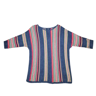 Suéter tejido 3D a rayas Chaps para mujer talla 1X Lagenlook arte para usar multicolor Foto 1 de 4