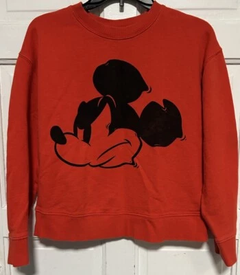 Zara Disney Mickey Mouse Red & Black Cropped Crewneck Sweatshirt  Small - Image 1 of 3