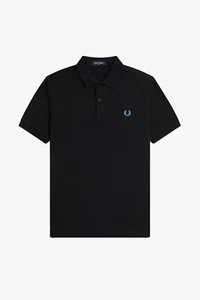 🔵 Fred Perry Polo M6000 Uomo V43-Nero/Ocean New SS24 - Imagen 1 de 3