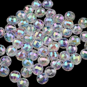 ❤ 100 FACETED Acrylic Clear AB Spacer Beads 6mm 8mm Jewellery Making Earrings ❤ - Picture 1 of 1