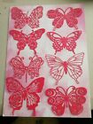 Craft Die Cuts 8 Large Gorgeous Butterflies on Deep Pink Satin Card