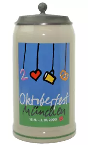 Original Oktoberfestkrug 2000 mit Zinndeckel I Jahreskrug I Zertifikat - Bild 1 von 5